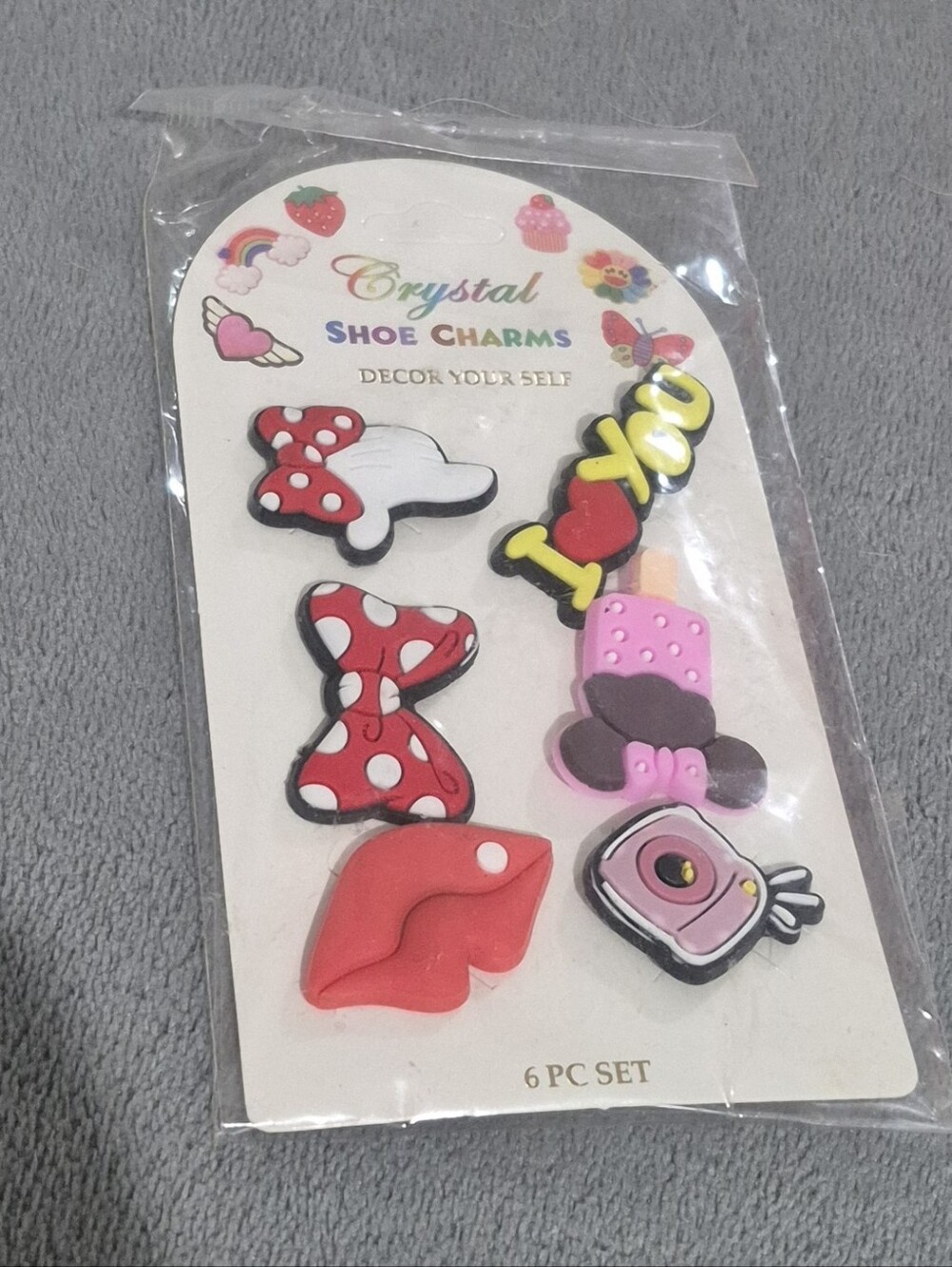 6PC Minnie Mouse Inspired Shoe Charms Fits Crocs Style Shoes New Sealed